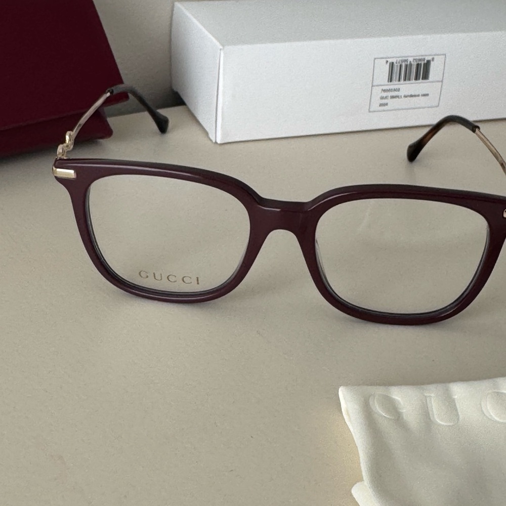 Gucci Deep Red Square Glasses